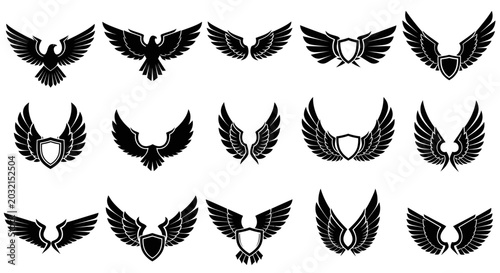 Foto Collection of various winged emblems icons.