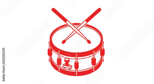 Photos Red Snare Drum with Crossed Sticks.