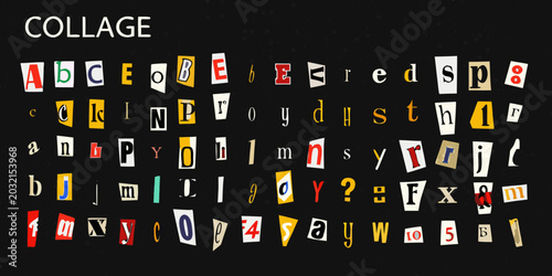 Photos cut out letters of the alphabet in ransom note style