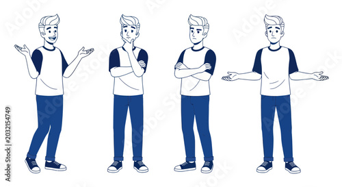 Quadro su tela Confused man in various poses.
