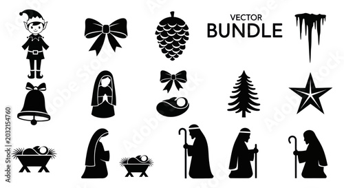 Tableau sur toile Christmas icons and symbols bundle.
