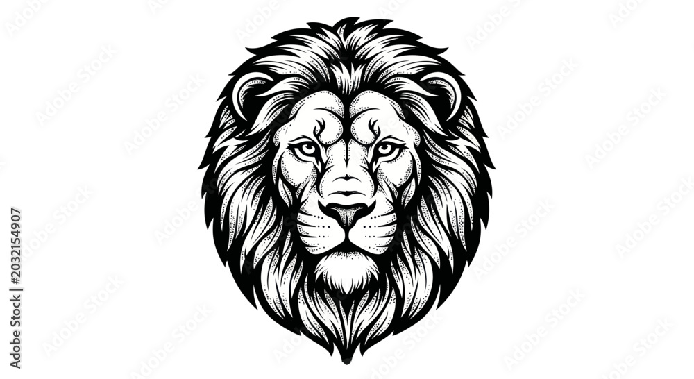 Fototapeta premium Detailed illustration of a lions face.