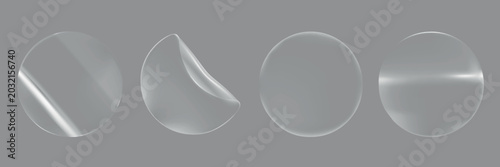 Konstfotografi Vector set of transparent glass circles with reflections on a gray background