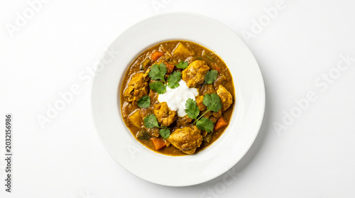 delicious plate of food on white isolated background