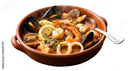 delicious plate of food on white isolated background