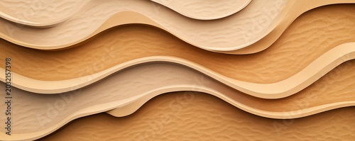Abstract Organic Layers Undulating sand waves in soft beige and brown, forming a textured, minimalist desert dune landscape composition. Dunes, Topography