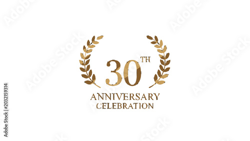 Tableau sur toile Golden 30th Anniversary Celebration Laurel Wreath Design on Isolated White Backg