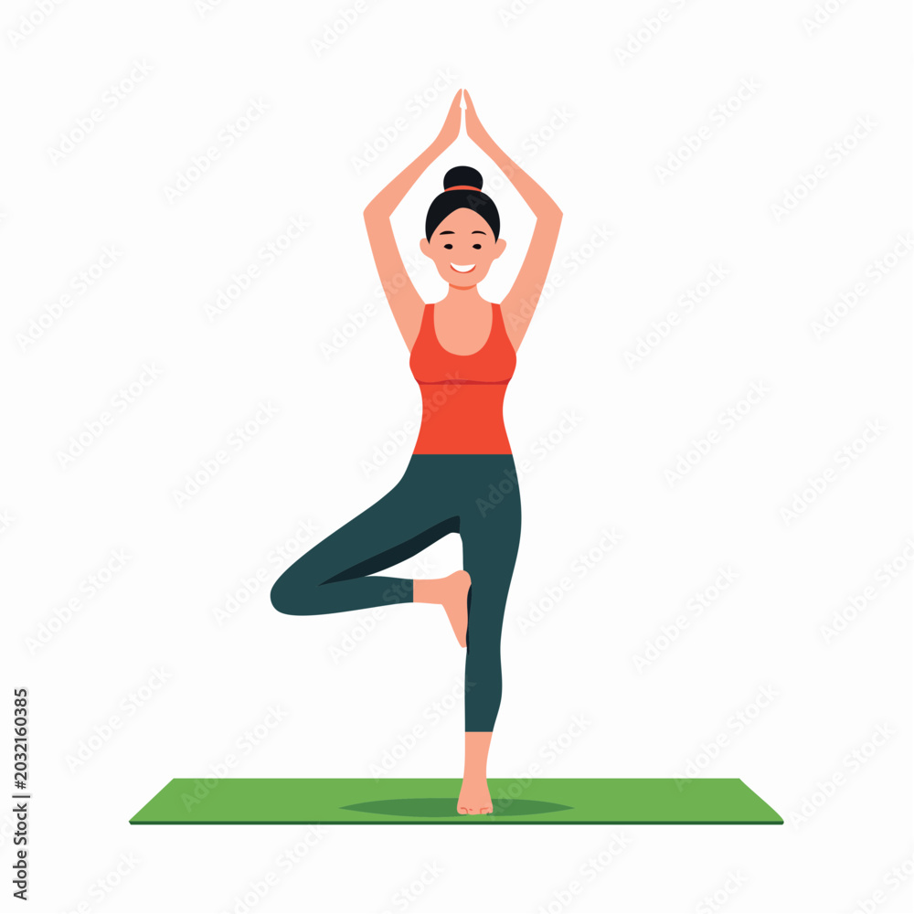 Fototapeta premium Woman Practicing Yoga Tree Pose