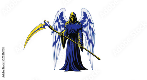 Fotografie Grim Reaper with Scythe and Wings.