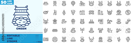 Konstfotografi Onsen Line Editable Icons set