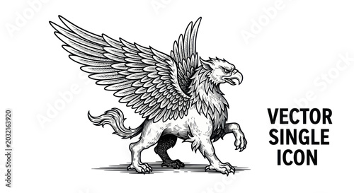 Winged Lion Mythical Creature Illustration 2.