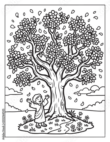 Tree And Flower Coloring Pages