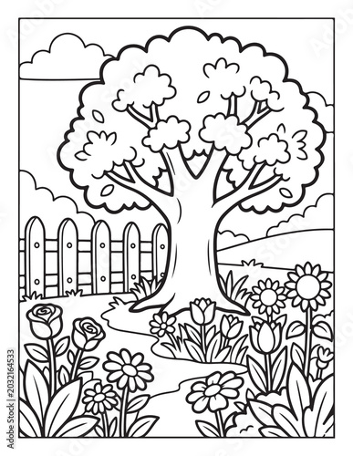 Tree And Flower Coloring Pages
