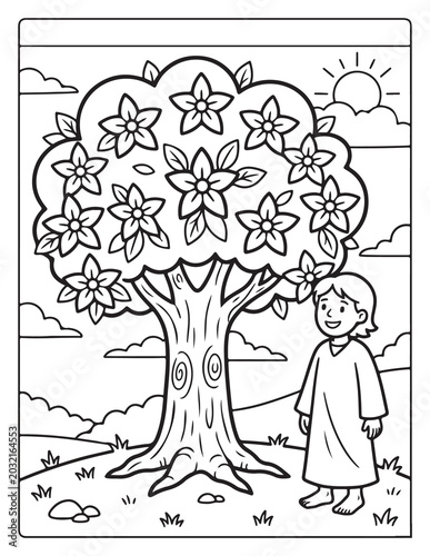 Tree And Flower Coloring Pages