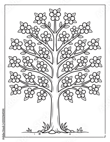 Tree And Flower Coloring Pages