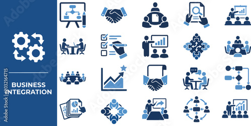 Tableau sur toile Business Integration and Workflow flat icon set