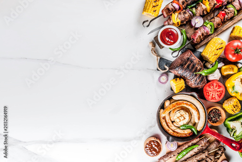 Various barbecue grill food