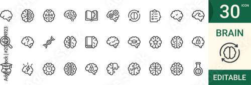 Konstfotografi Brain 30 icons set for education and science editable and customizable Vector illustration