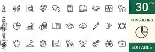 Εκτύπωση καμβά Consulting 30 icons set for business strategy and planning editable and customizable Vector illustration