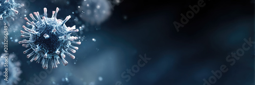 3D Illustration of Coronavirus Pathogen Particles, SARS-CoV-2 Virus Cells and Viral Mutations like Hantavirus, Mpox or Bird Flu. Copy space