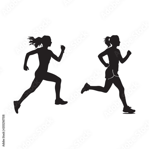 Dynamic Jogging Athlete Silhouettes
