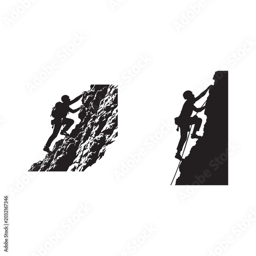 Adventure Climbers on Steep Cliff