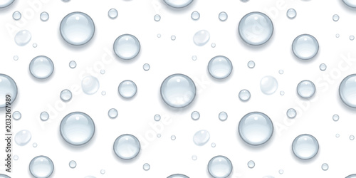 Bild auf Leinwand Seamless pattern of realistic transparent water drops and liquid bubbles Vector,