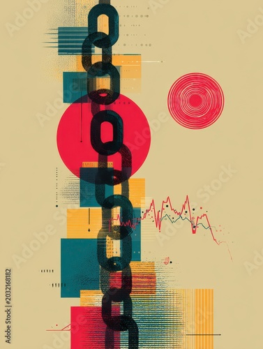 Abstract Illustration of Credit Default Swap and Financial Risk Concept in Chain Form