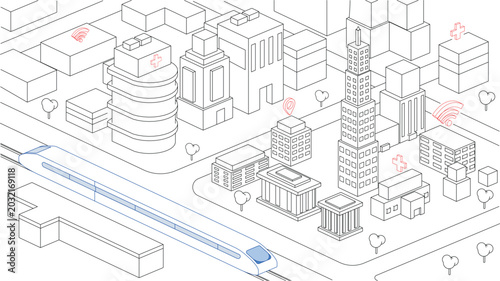 Smart City Infrastructure and Digital Connectivity, Mobility and Smart Infrastructure Illustration
