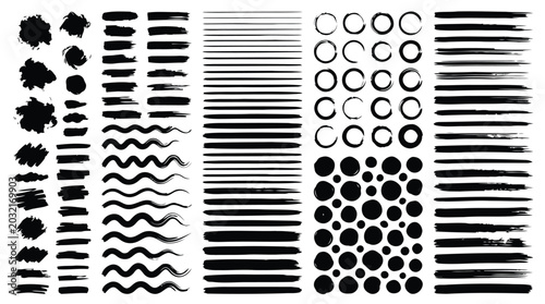 Black brush stroke collection textures lines and shapes for design projects