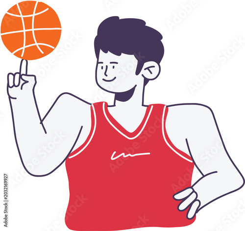 Basketball Freestyle Player Flat Illustration