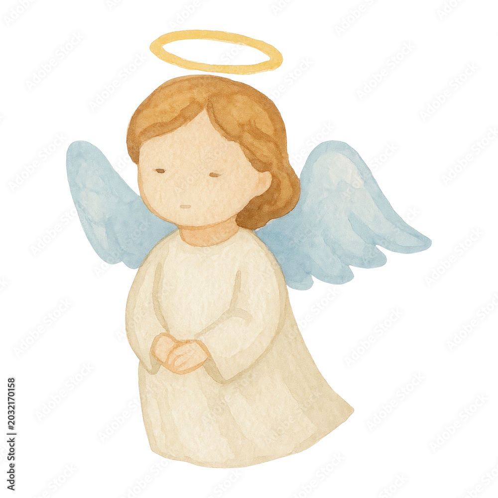 Obraz premium PNG Whimsical angelic watercolor illustration.