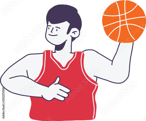 Basketball Freestyle Player Flat Illustration