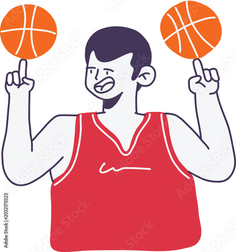 Basketball Freestyle Player Flat Illustration