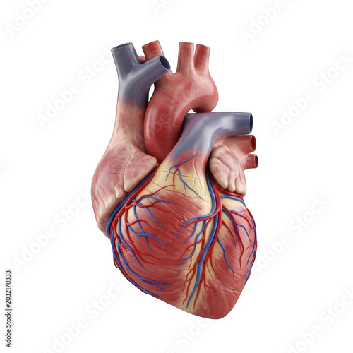 3d illustration of human heart with arteries and valves