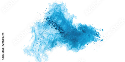 Tableau sur toile Bright blue powder explosion cloud moving in the air Vector, illustration