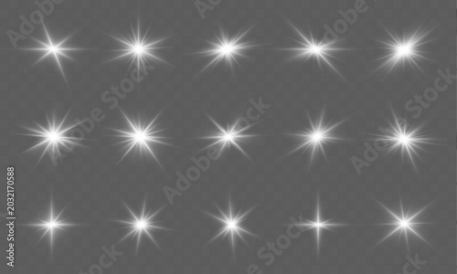 Tableau sur toile Bright white star set reflections spread on transparent layered space