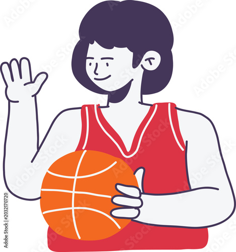 Basketball Freestyle Player Flat Illustration