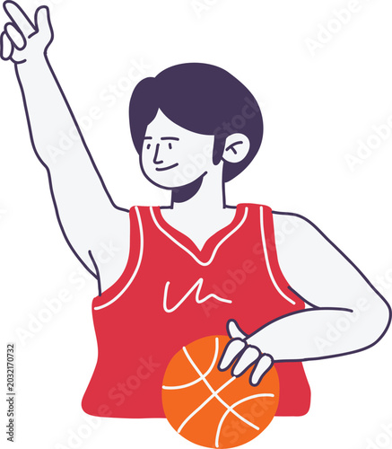 Basketball Freestyle Player Flat Illustration