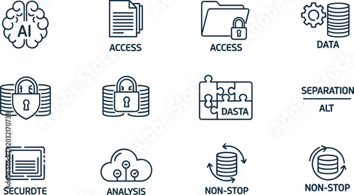 Canvas Print Artificial intelligence access to data, secure data management, and continuous analysis with non-stop service