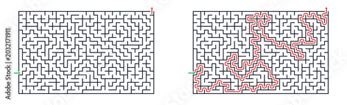 Bild auf Leinwand Rectangular, 36x22, maze game set in minimalist vector style with black white an