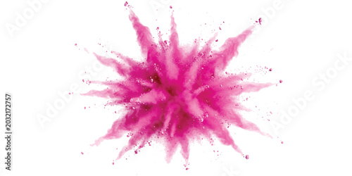 Foto Bright pink powder explosion bursting in the air Vector, illustration