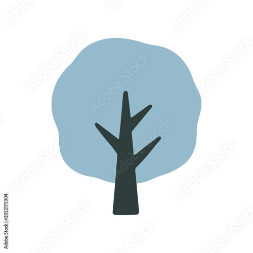 Foto Tree Silhouette Against Blue Sky.