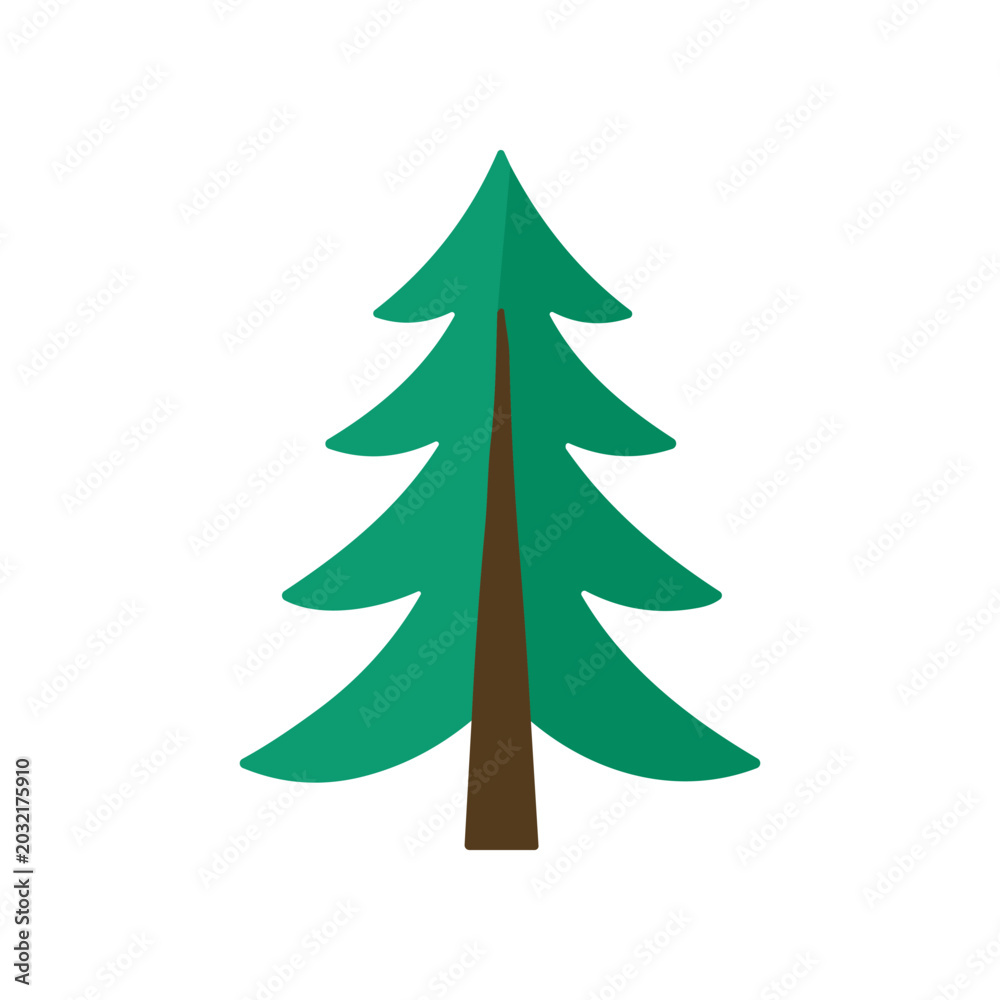 Obraz premium Green Pine Tree Simple Illustration.