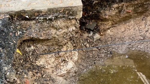 Active constrution site on an exposed road