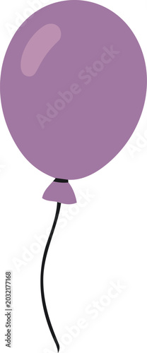 Simple purple party balloon with a black string in a clean flat vector illustration style, ideal for birthday celebrations, party invitations, festive decorations, and children’s designs.