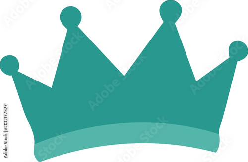 A simple teal cartoon crown in flat vector style is isolated on a transparent background for kids, royalty, and celebration themes.