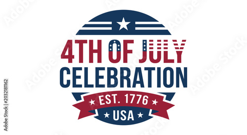 Vibrant 4th of July Celebration Badge with USA Flag and Independence Year 1776