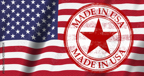 Distressed Made in USA stamp on American flag