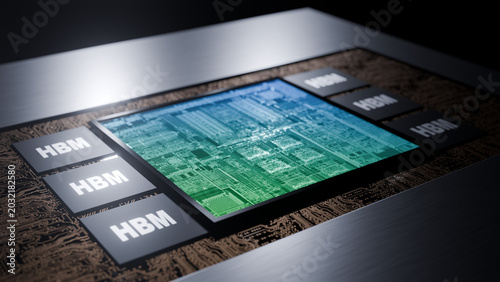 Obraz na płótnie 3d rendered image of high bandwidth memory or HBM.